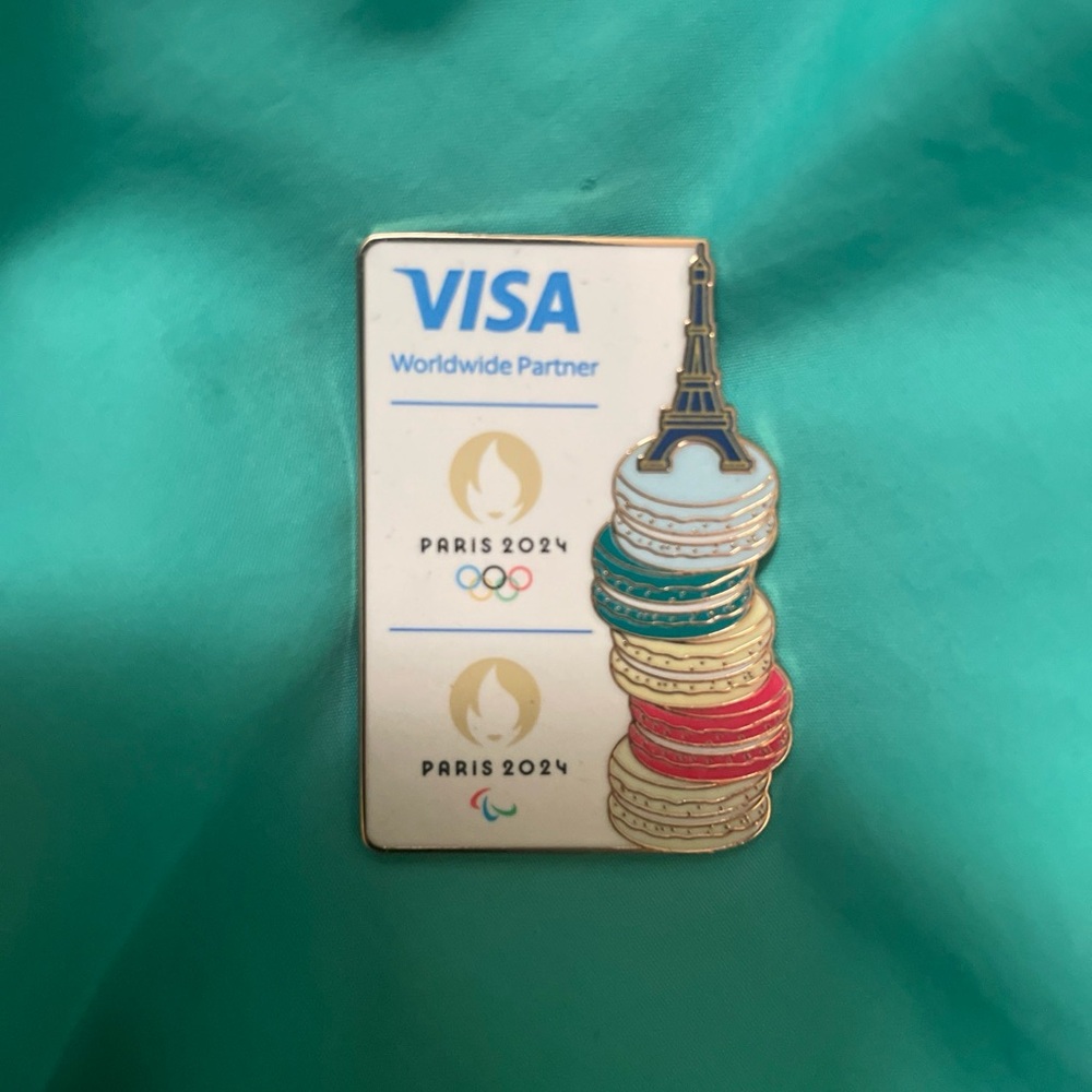 Brand New Paris Olympics 2024 Visa Pin Eiffel Tower Macarons Macaroons